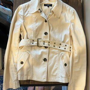 Talbots Khaki Cotton Twill Belted Safari Jacket, Bronze Details, Sz 6P